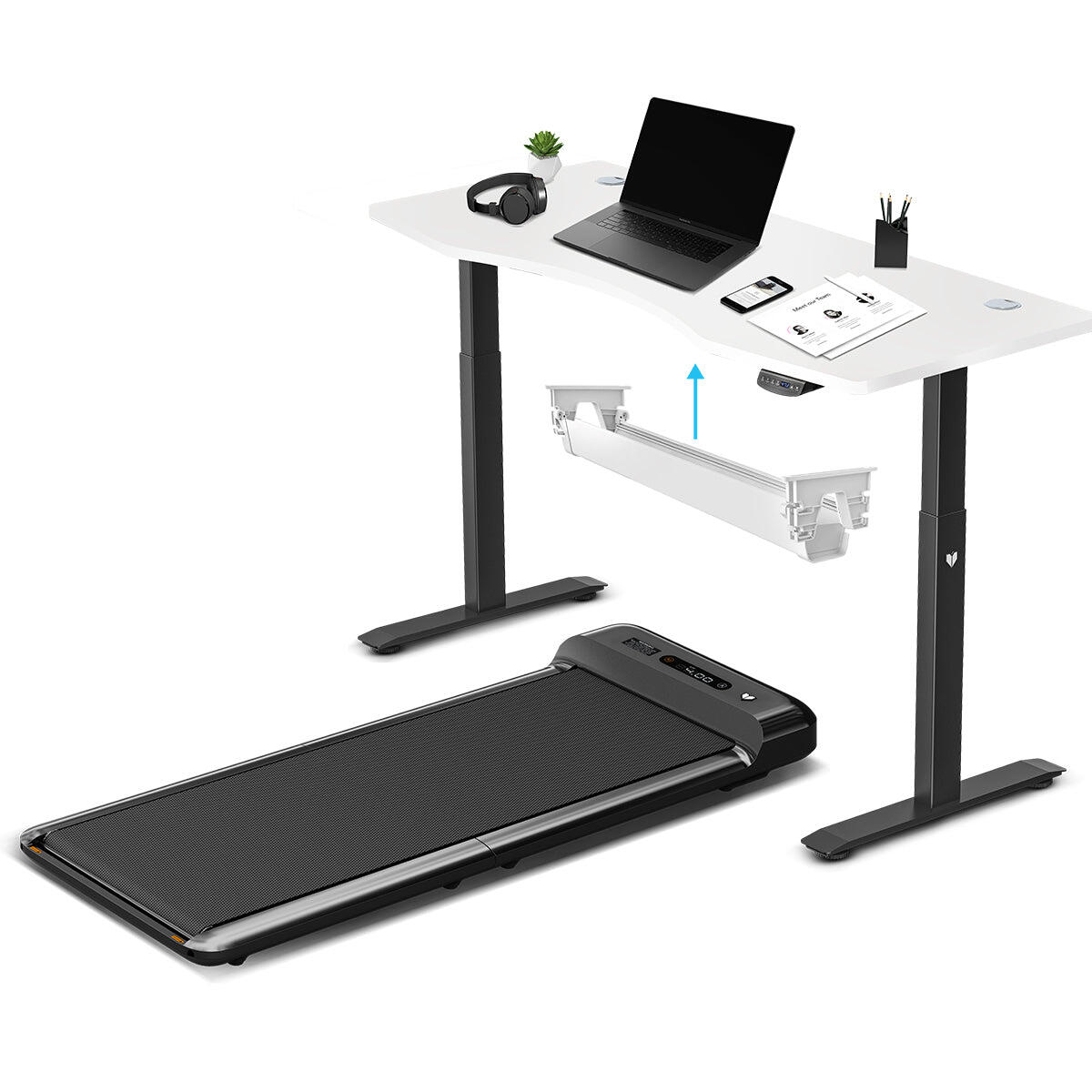 Lifespan WalkingPad M2 Treadmill with ErgoDesk Automatic Standing Desk