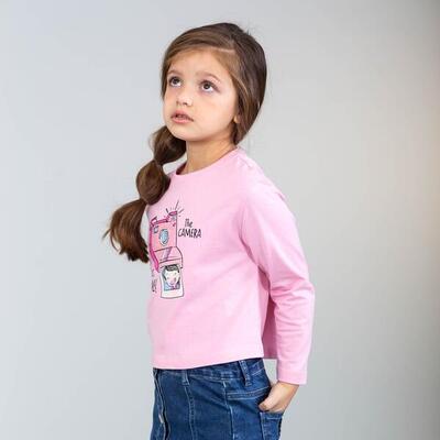Camiseta manga larga de niña color rosa