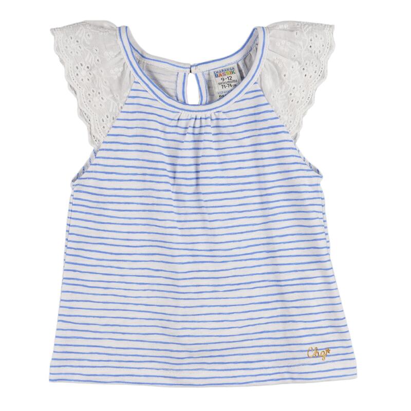 Charanga Camiseta de bebé a rayas azules y blancas