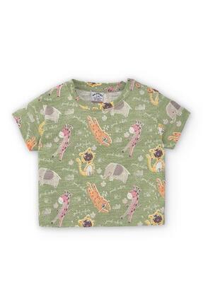 Camiseta verde estampada de animales de recién nacido