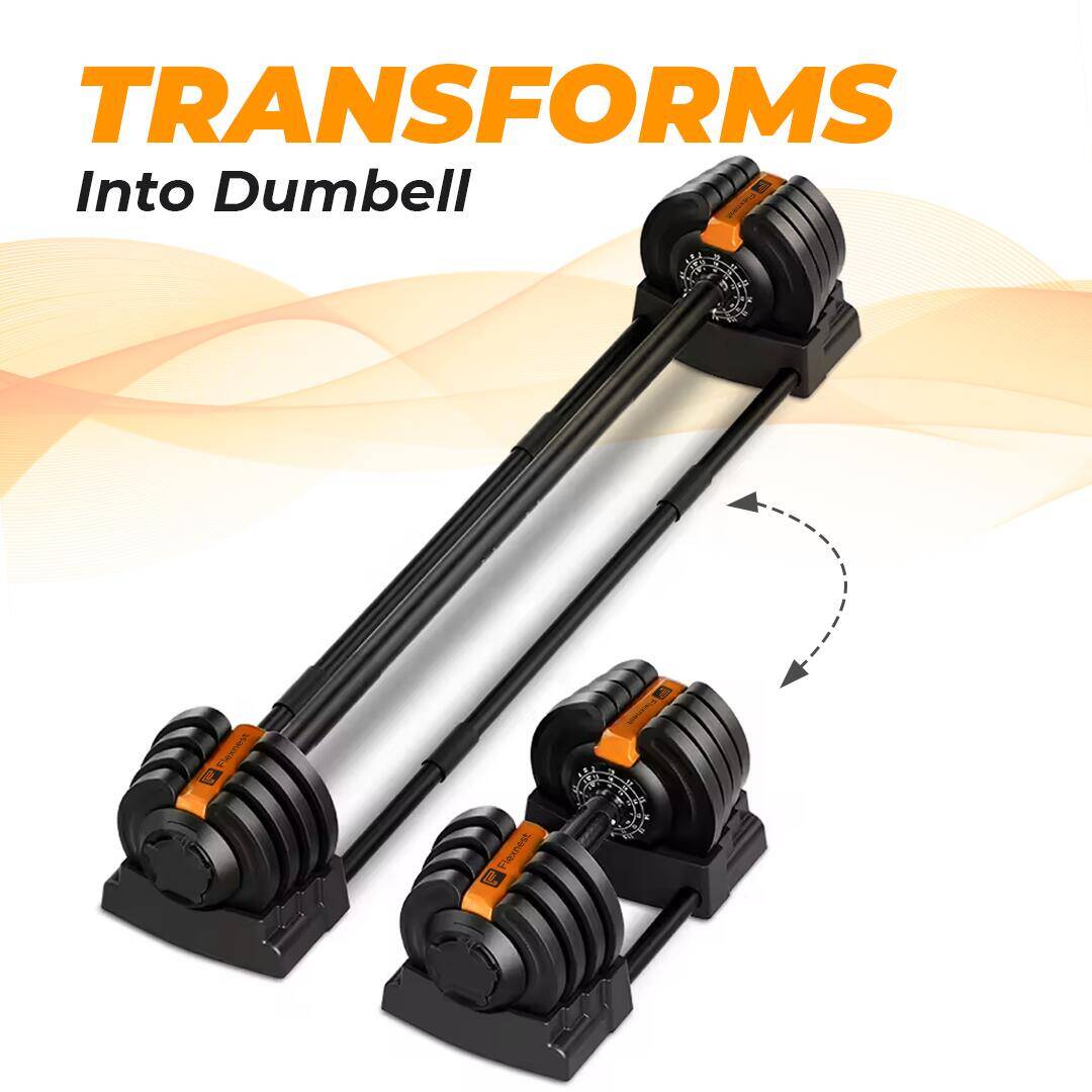 Flexnest 2.5kgs-41kgs Adjustable Barbell Weightlifting Bar with 5 Pairs Free Weight Plates -  2