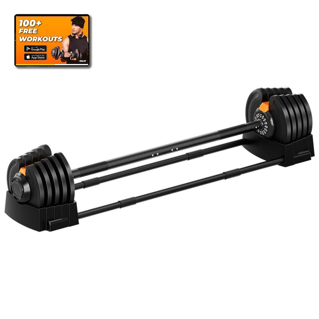 Flexnest 2.5kgs-41kgs Adjustable Barbell Weightlifting Bar with 5 Pairs Free Weight Plates