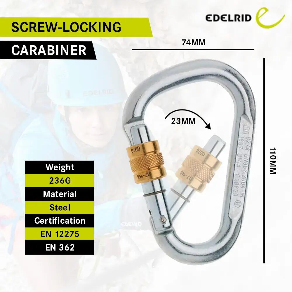 Steel HMS Screw 40KN Climbing Carabiner -  2
