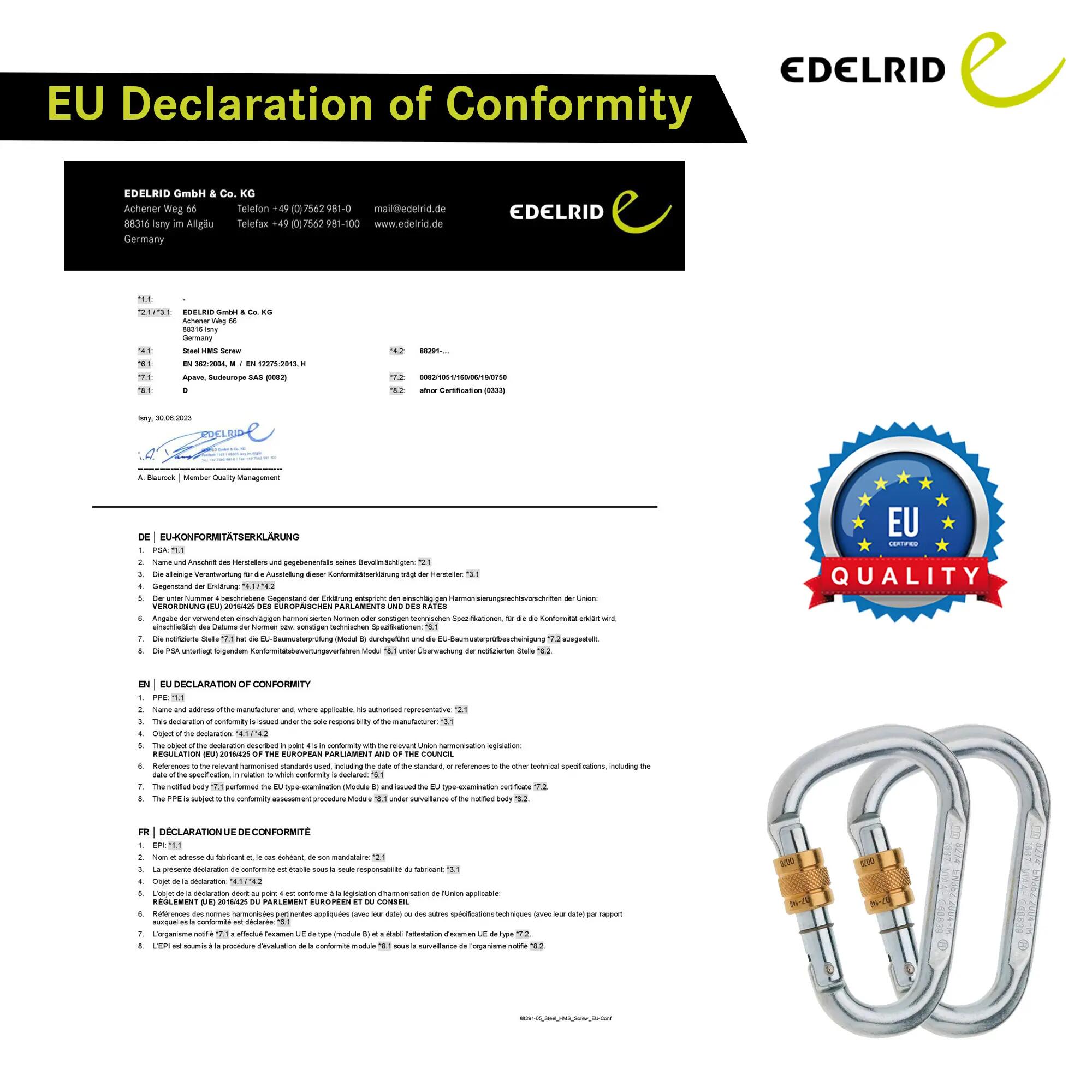 Steel HMS Screw 40KN Climbing Carabiner -  4