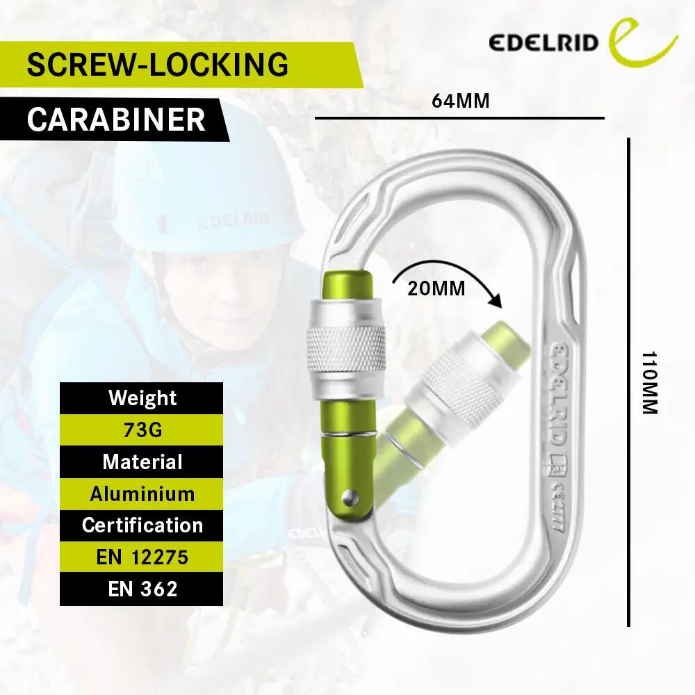 Oval Power 2500 Screw 24KN Climbing Carabiner -  2