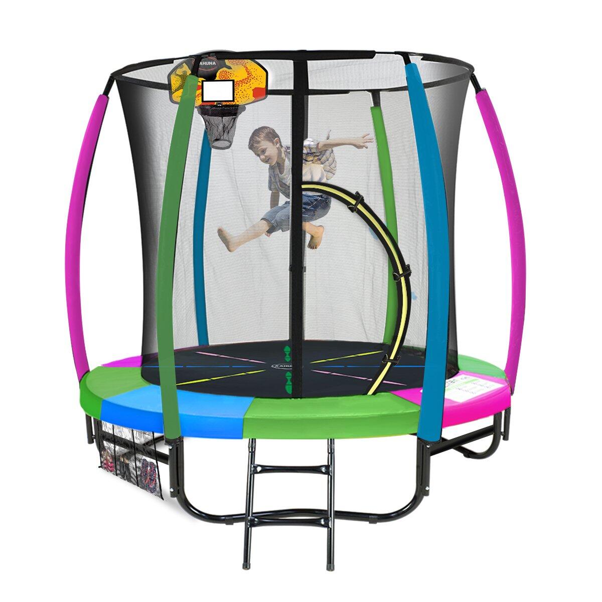 Kahuna Trampoline with Basketball Set - Rainbow