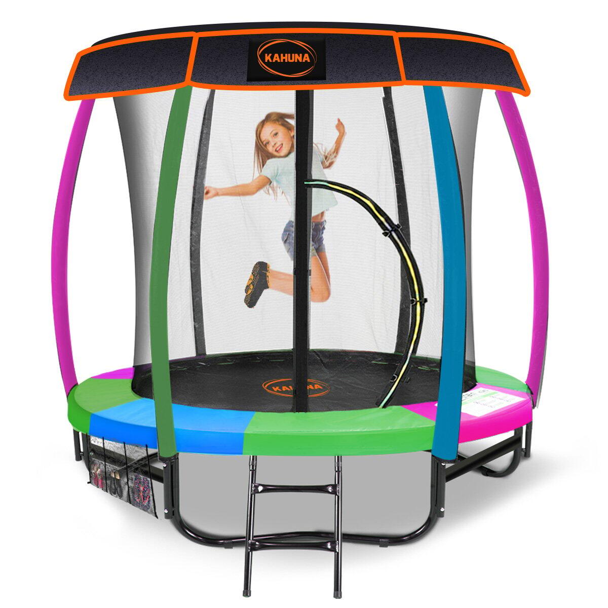 Kahuna Trampoline with Basketball Set & Roof