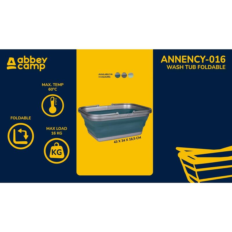 Galeata Abbey pliabilă 16 L Albastru/Gri