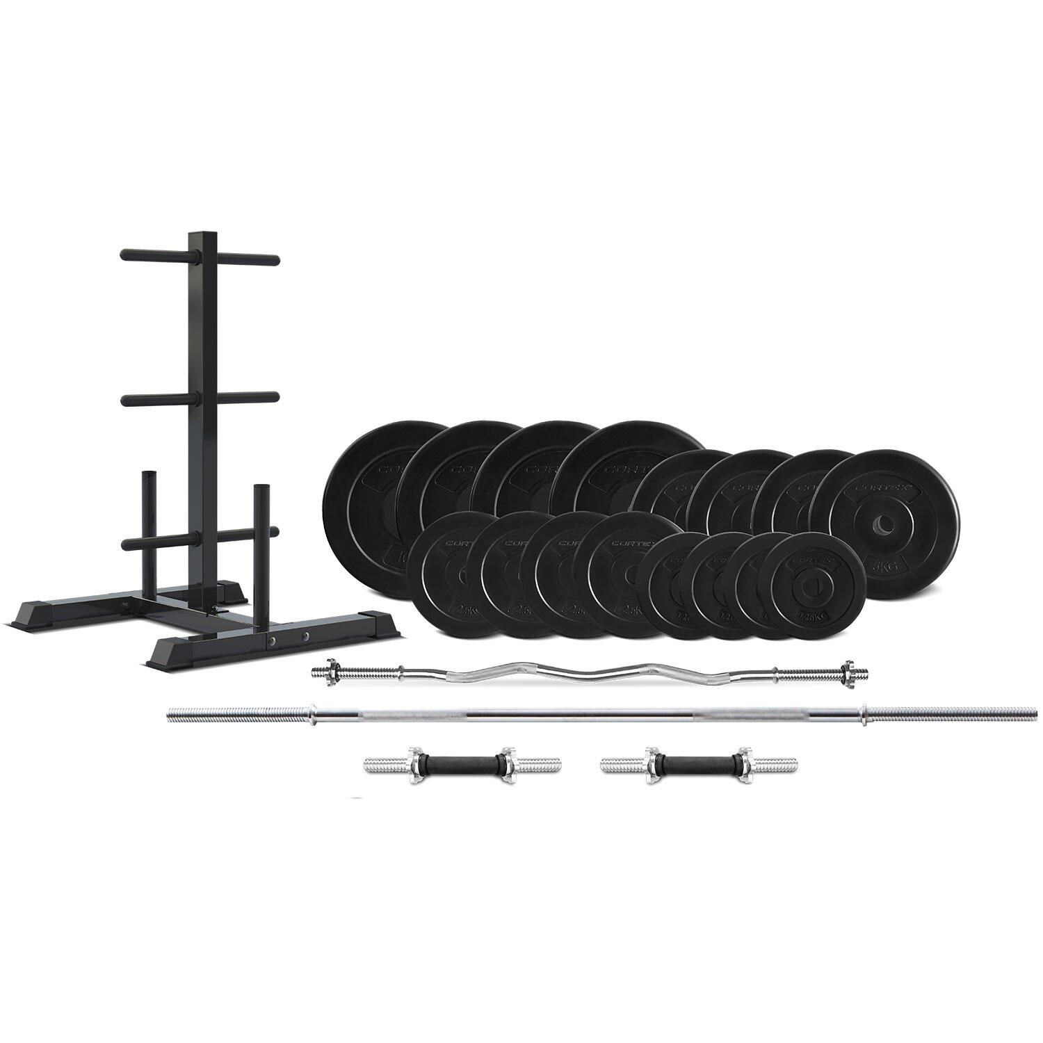 CORTEX EnduraCast Barbell Weight Set with Weight Tree