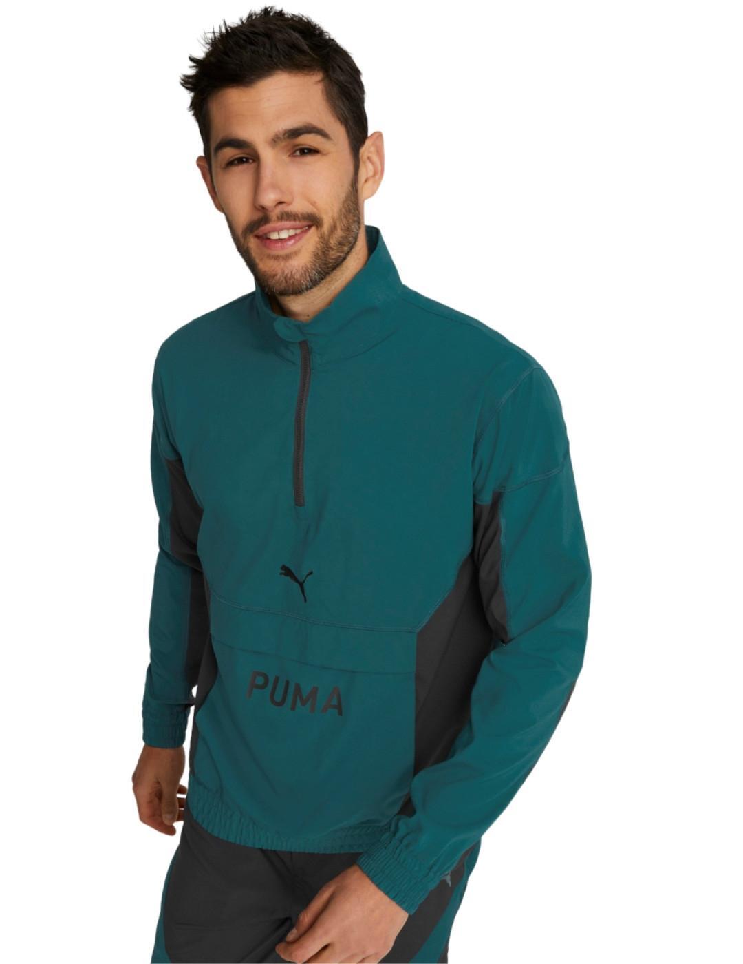 Felpa con zip a metà Puma Fit Woven Verde 3/6