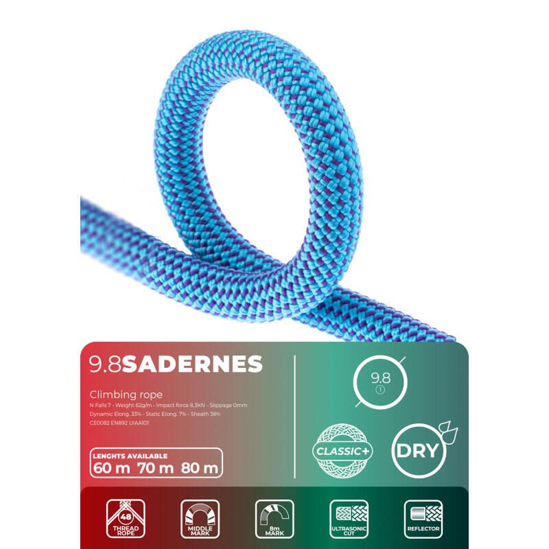 Dynamické lano Sadernes 9.8mm Dry 6/7