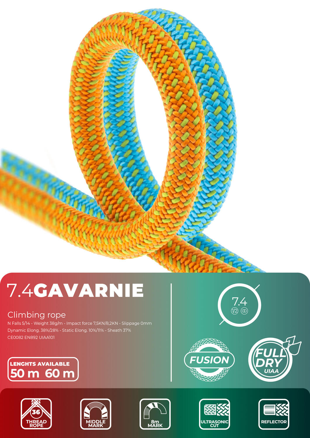 Fixe Climbing Gavarnie 7.4mm 60m Dynamische Touw 6/6
