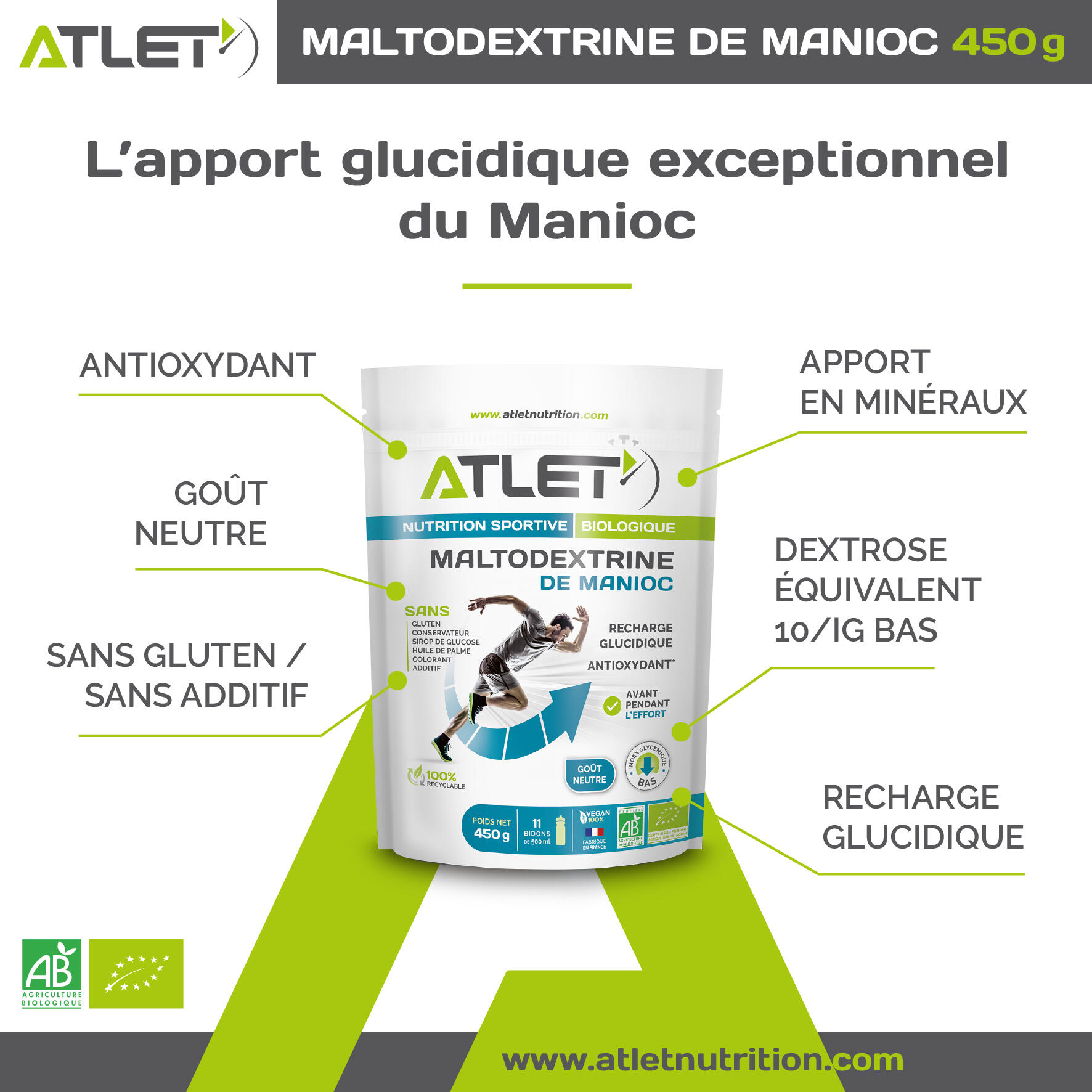 Maltodextrine de manioc (boisson énergétique goût neutre) 2/3