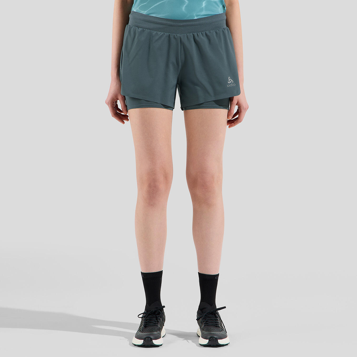Short 2-en-1 Odlo Zeroweight 3in Gris Femme 3/3