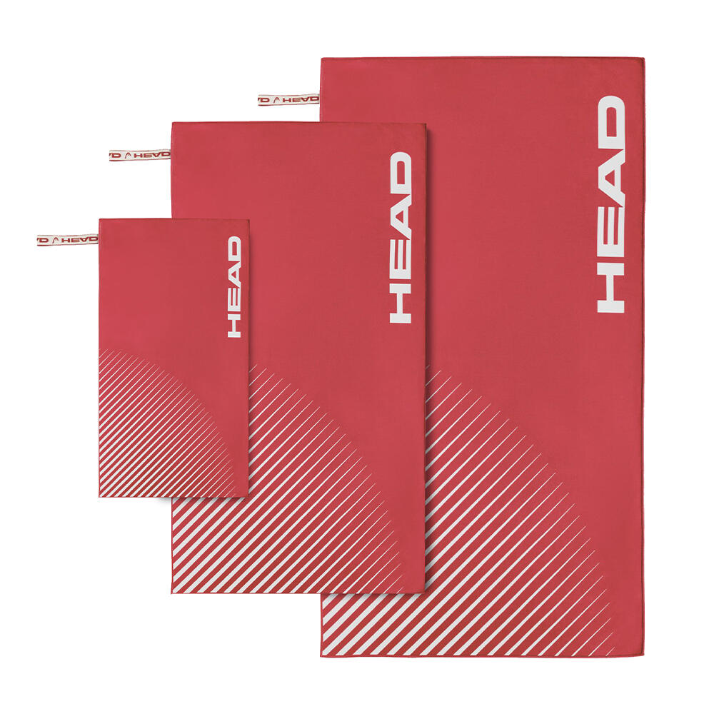 Head - Ensemble De 3 Serviettes En Microfibre, 40x60 + 60x110 + 70x140 Stripes Scarlet - Serviette De Bain - Rouge - No Size - Decathlon