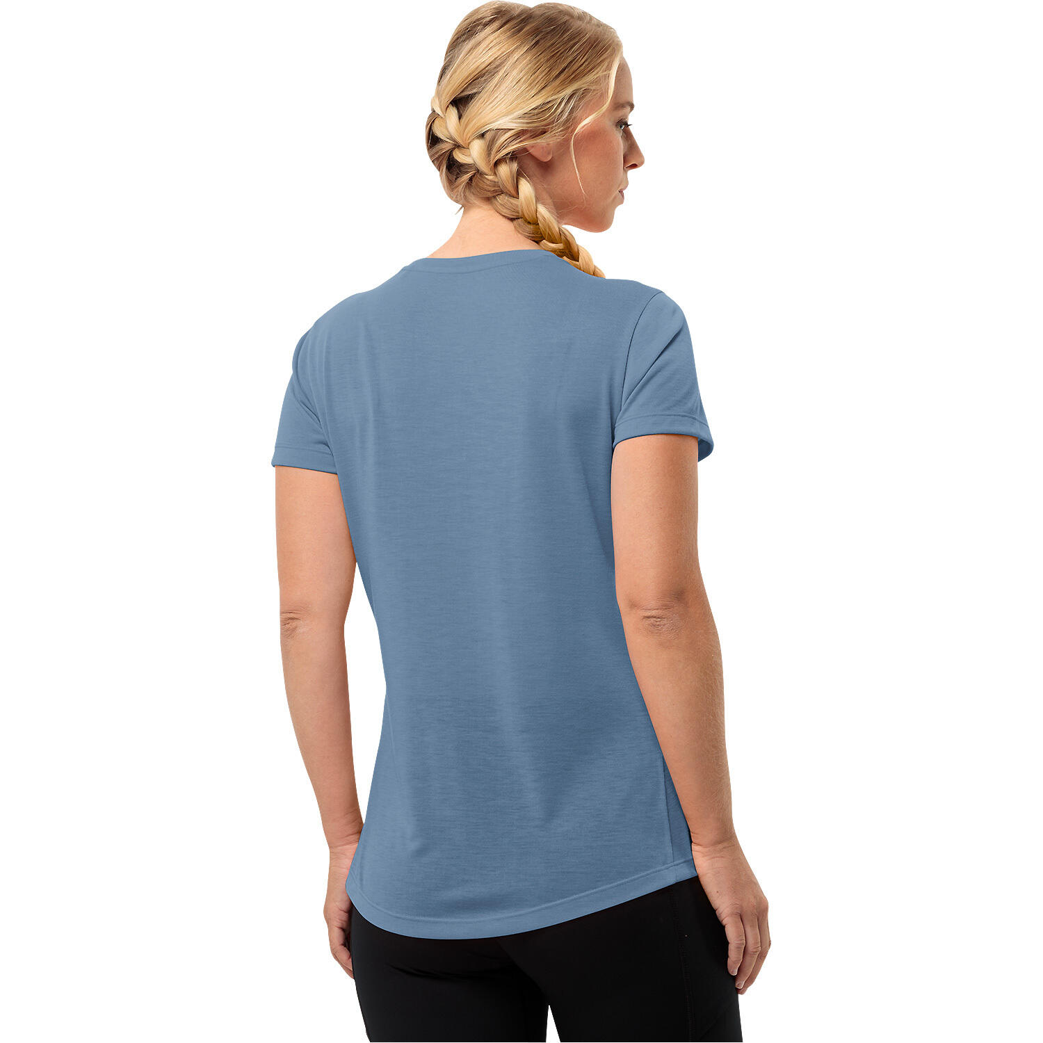 Maglietta Jack Wolfskin Vonnan S/S T W per Donna, Blu Elementare, Taglia XL 3/3
