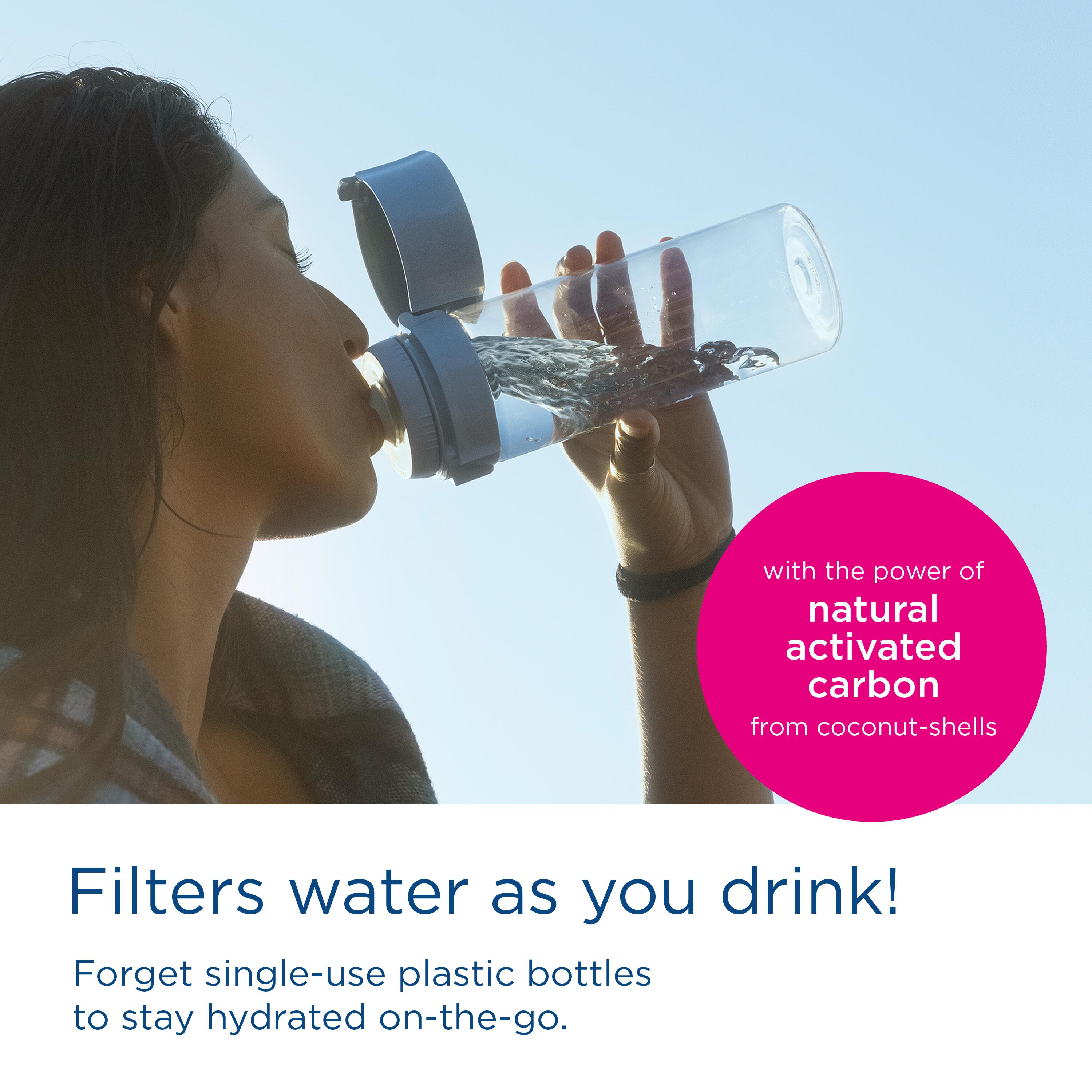 BRITA Botella filtrante de agua VITAL Rosa (600 ml), 2 filtros MicroDisc 4/6