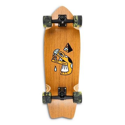 Skateboard Ghettoblaster Surfskate Teakhout Slangenkop 30" 9.75