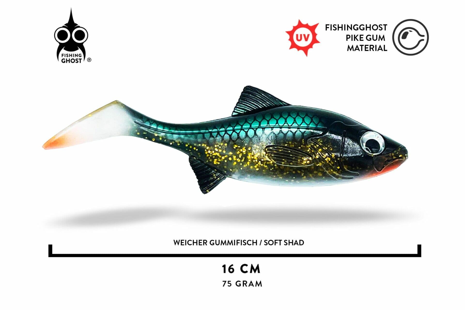 FISHINGGHOST Esca morbida siliconica - Roachy One 16cm - Golden Crush