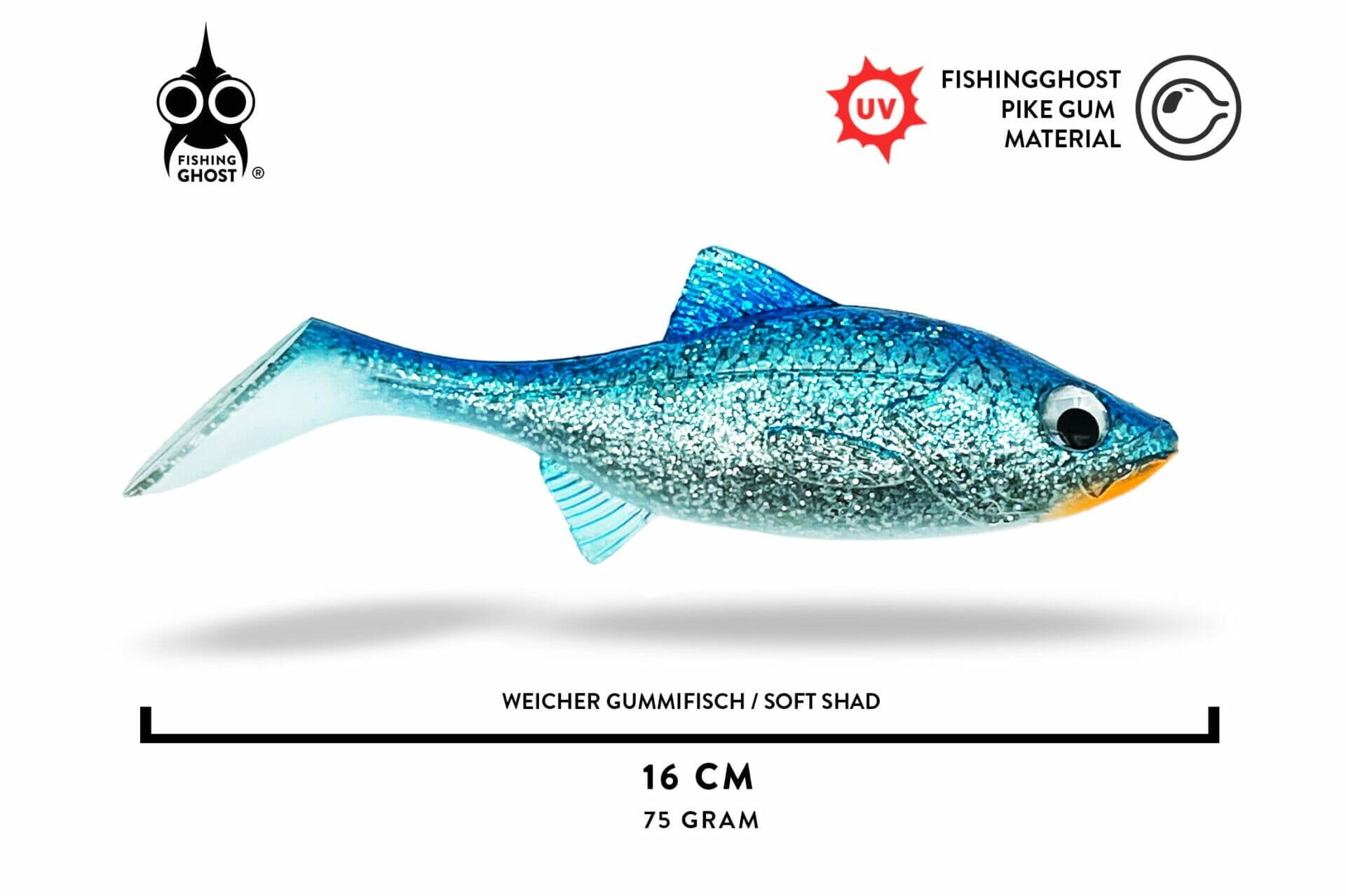 FISHINGGHOST Esca morbida siliconica - Roachy One 16cm - Blue Crush