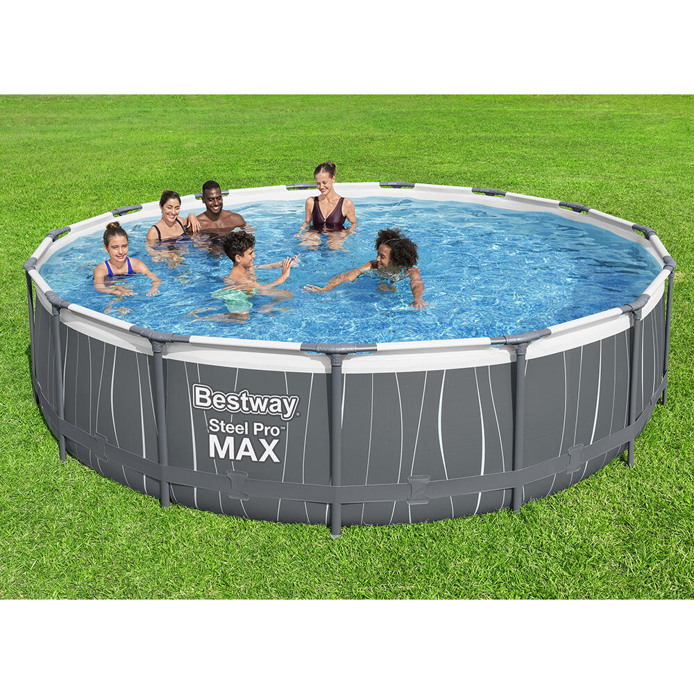 Bestway Kit piscina rotonda fuori terra Steel Pro MAX con luce LED 4,57 x 1,07 m