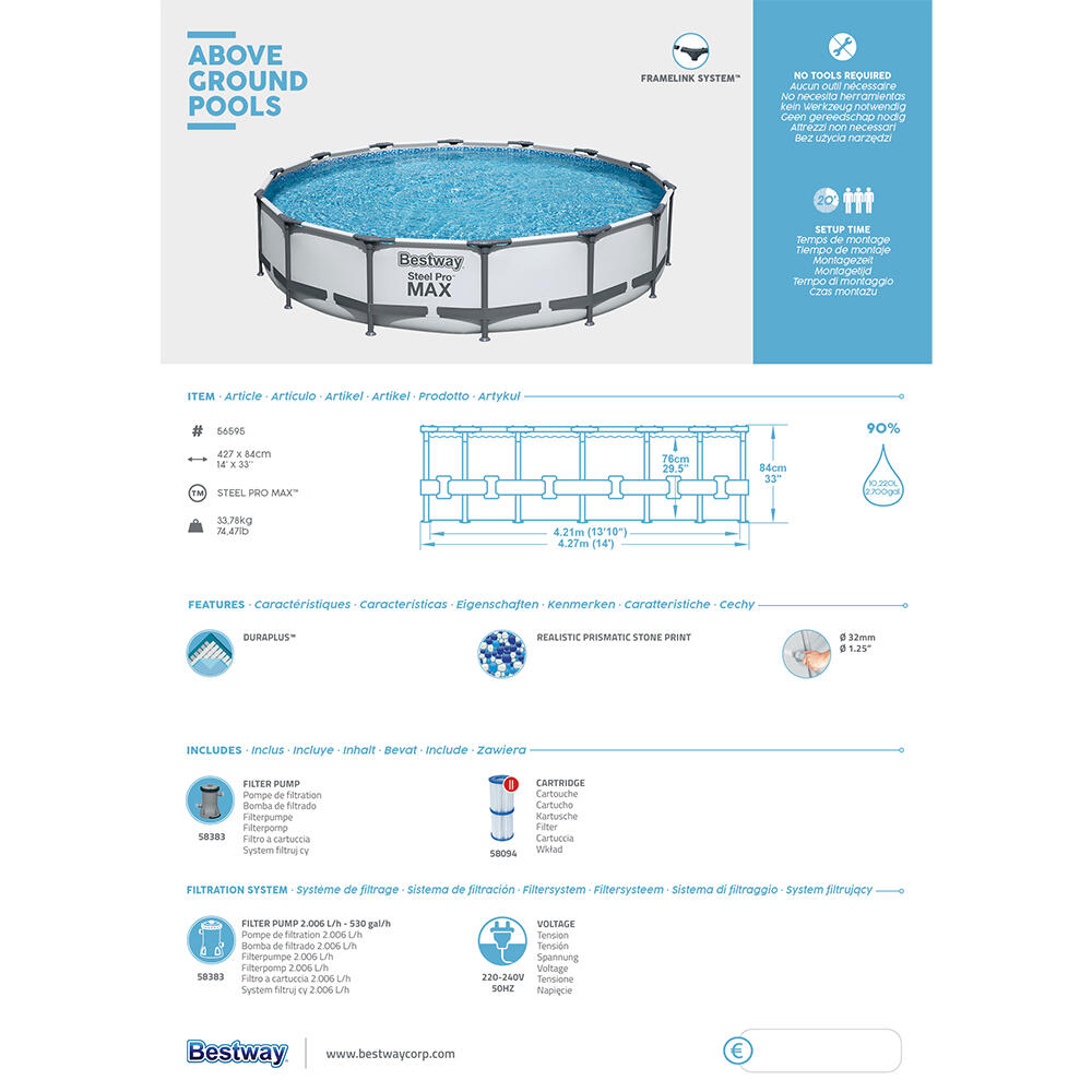 Bestway Steel Pro MAX Above Ground Pool Set 4.27 m x 84 cm 7/7