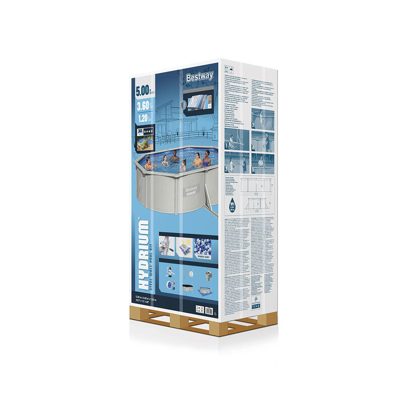 Bestway Hydrium Kit piscine hors sol ave c parois en acier 5,00 x 3,66 x 1,22 m