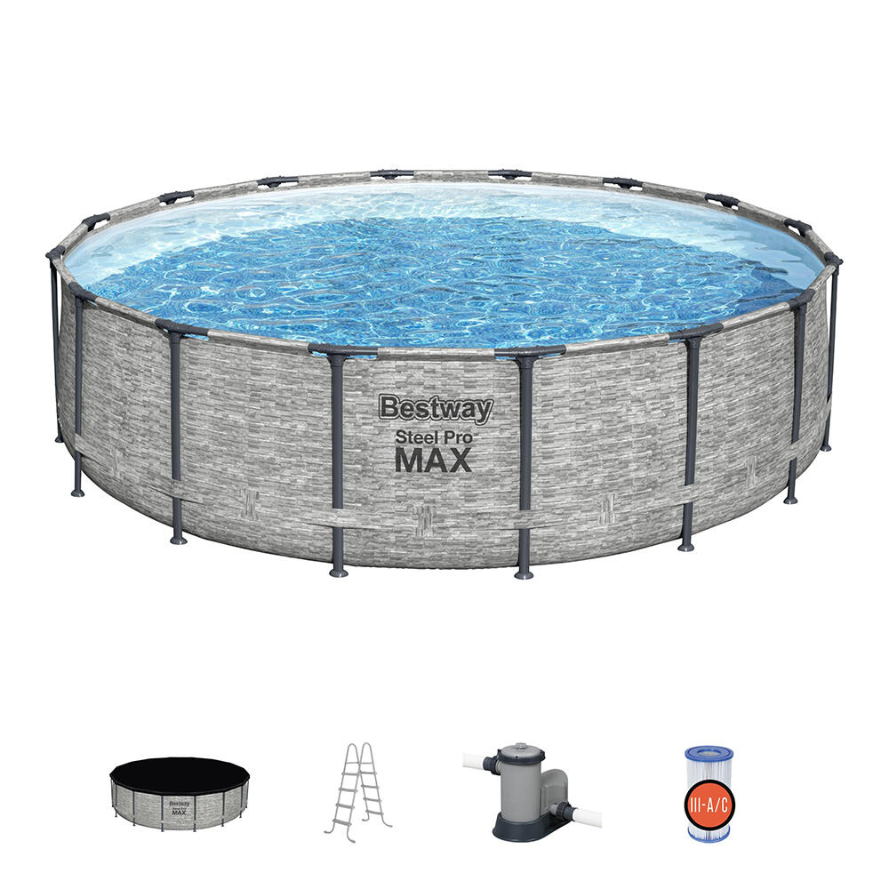 Bestway Steel Pro MAX Kit Piscine hors s ol ronde 4,88 m x 1,22 m