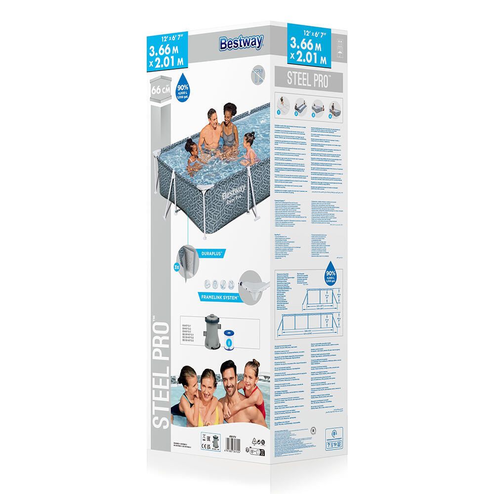 Bestway Steel Pro Above-ground rectangular pool 3.66 m x 2.01 m x 66 cm