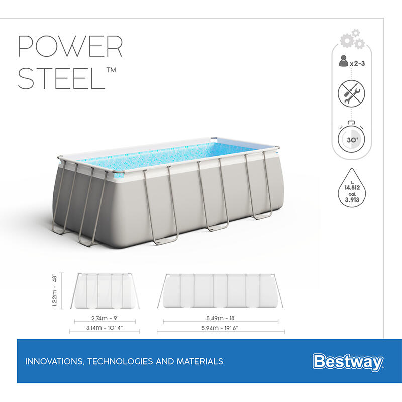 Bestway Power Steel Kit piscine hors sol  5,49 x 2,74 x 1,22 m