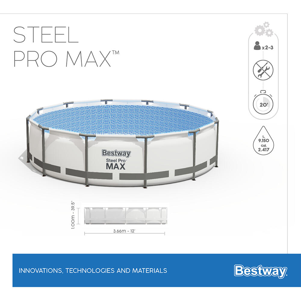 Bestway Steel Pro MAX Kit Piscine hors s ol 3,66 x 1,00 m