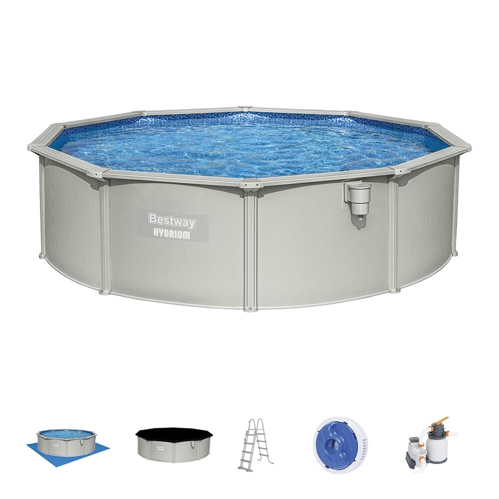 Bestway Kit piscina fuori terra Hydrium in acciaio 4,57 x 1,22 m