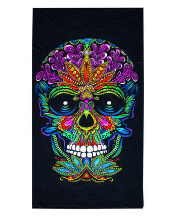 SERVIETTE DE PLAGE EN MICROFIBRE CRÂNE NOIR