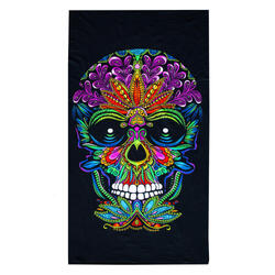 SERVIETTE DE PLAGE EN MICROFIBRE CRÂNE NOIR