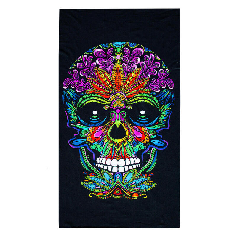 SERVIETTE DE PLAGE EN MICROFIBRE CRÂNE NOIR