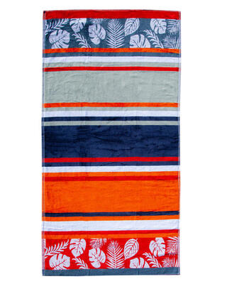 Oranje tropisch gestreept jacquard handdoek