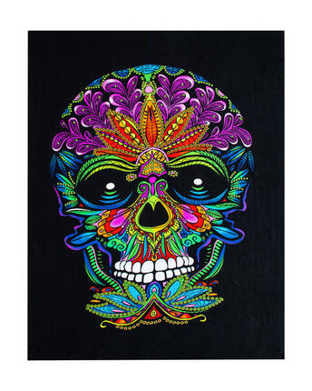 SERVIETTE DE PLAGE EN MICROFIBRE CRÂNE NOIR - DOUBLE