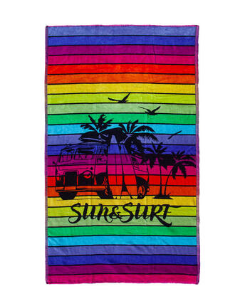 JACQUARD VAN MULTICOLOR GESTREIFTES HANDTUCH