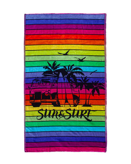 JACQUARD VAN MULTICOLOR GESTREIFTES HANDTUCH