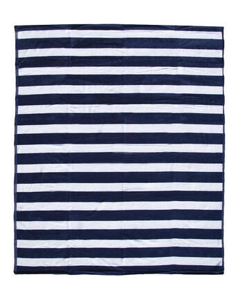 SERVIETTE DE PLAGE JACQUARD VELOURS DE COTON - DOUBLE - BLEU+BLANC
