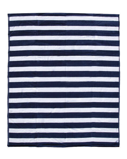 SERVIETTE DE PLAGE JACQUARD VELOURS DE COTON - DOUBLE - BLEU+BLANC