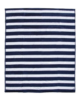Blauw en wit gestreept jacquard handdoek - dubbel