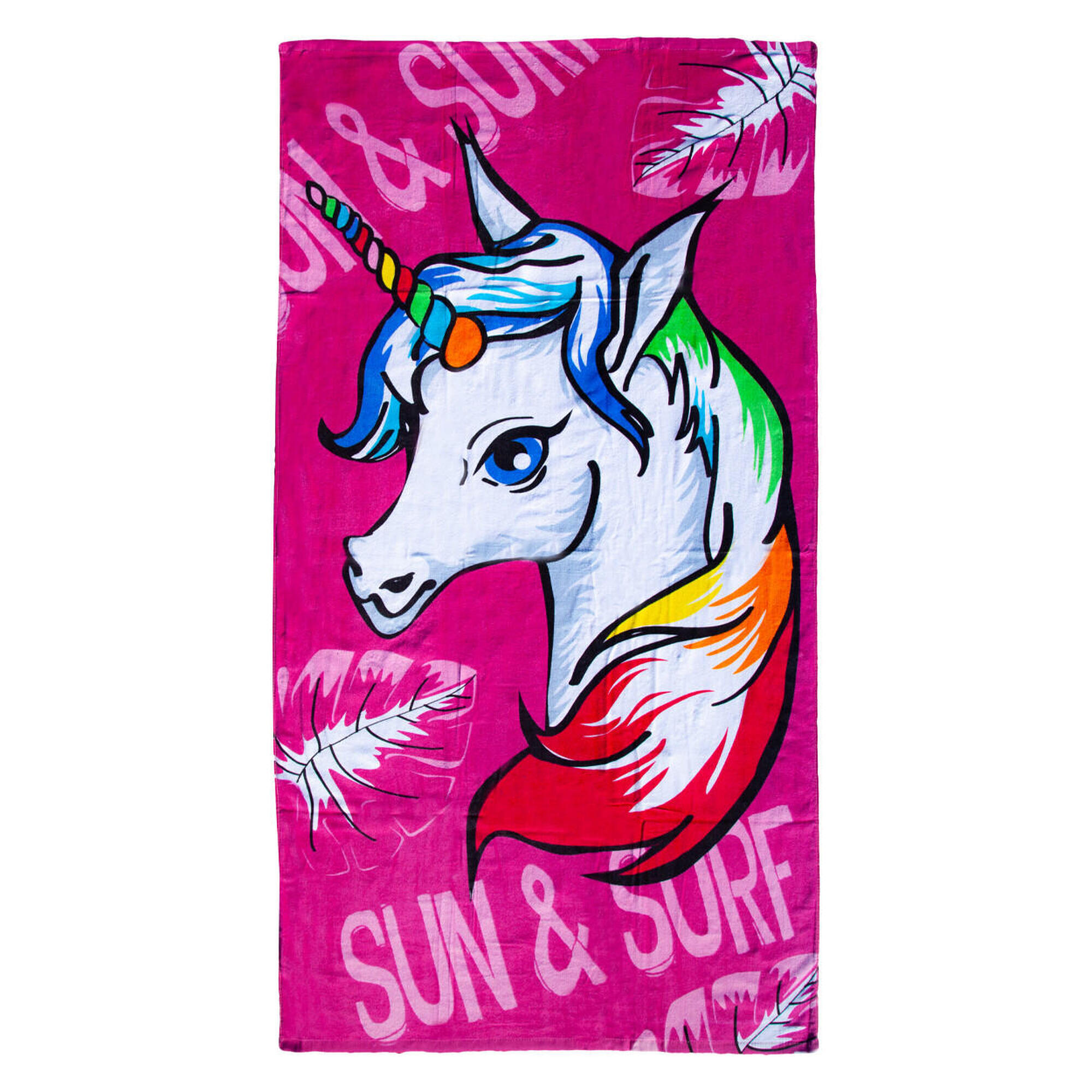 Sun & Surf - Serviette Imprimee Licorne - Serviette De Bain - Multicolore - 170cm - Decathlon