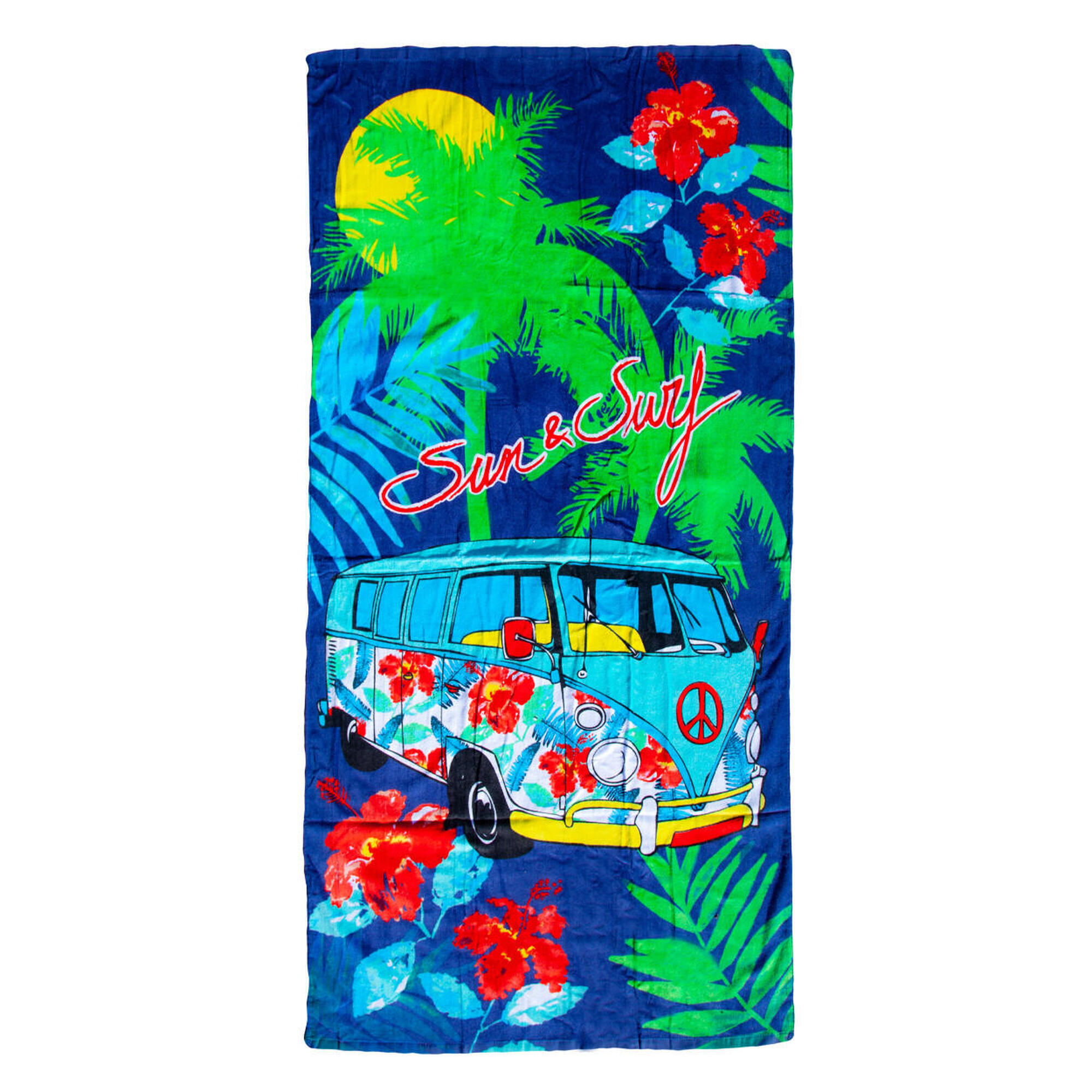 Sun & Surf - Serviette Imprimee Van - Serviette De Bain - Multicolore - 170cm - Decathlon