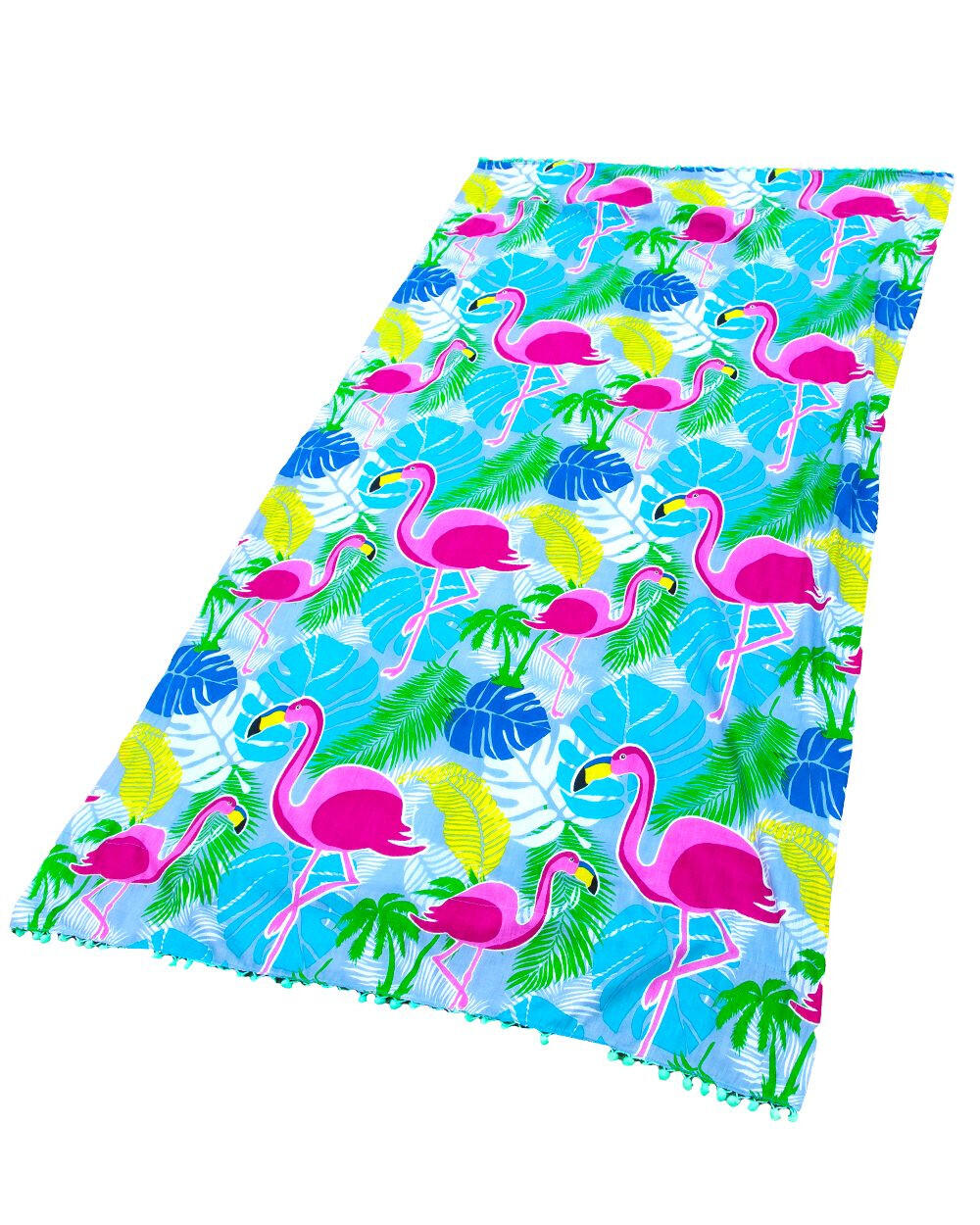 PAREO ESTAMPADO CON RIZO FLAMINGO 5/5