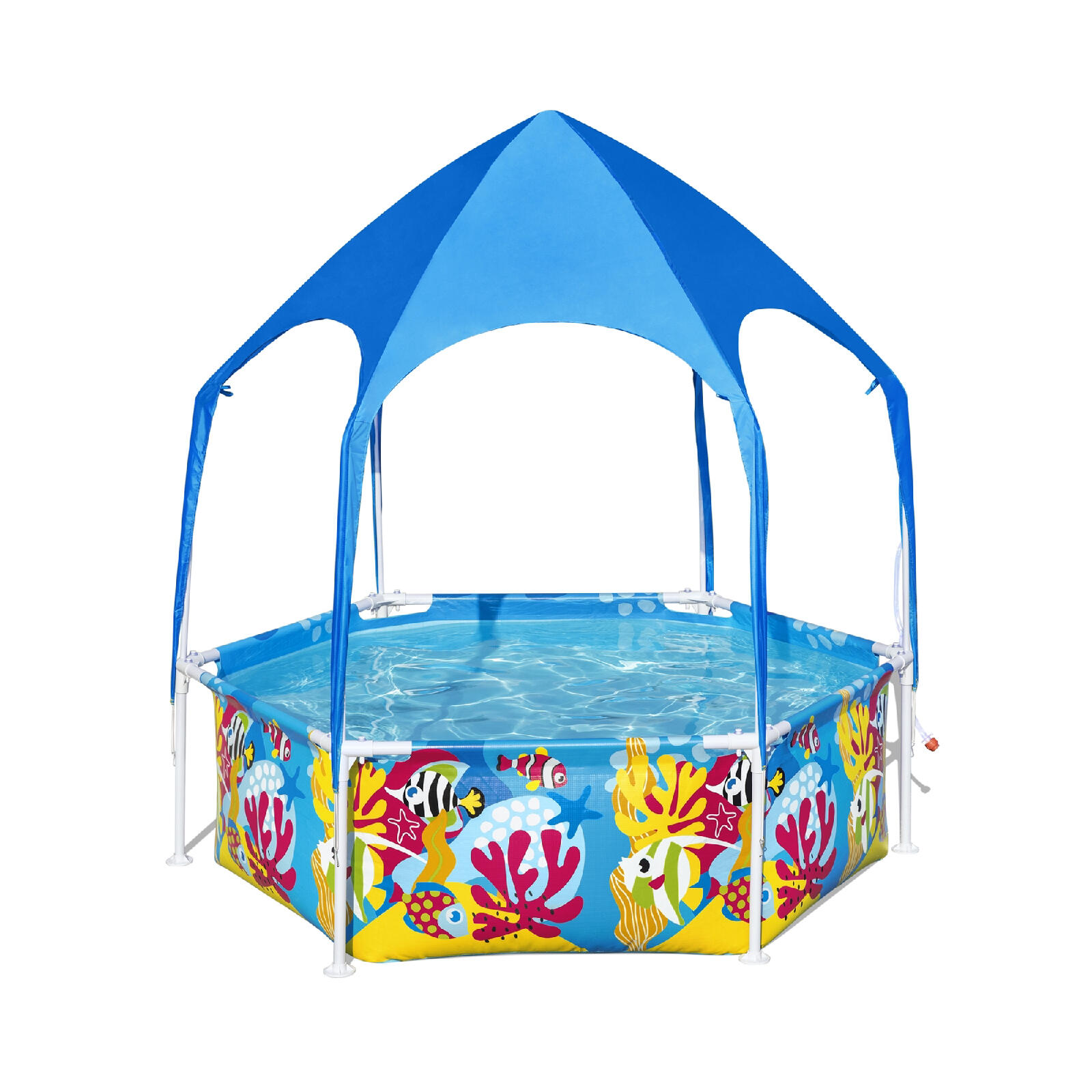 Bestway Splash-in -Shade round above-ground pool with Careful UV sunshade