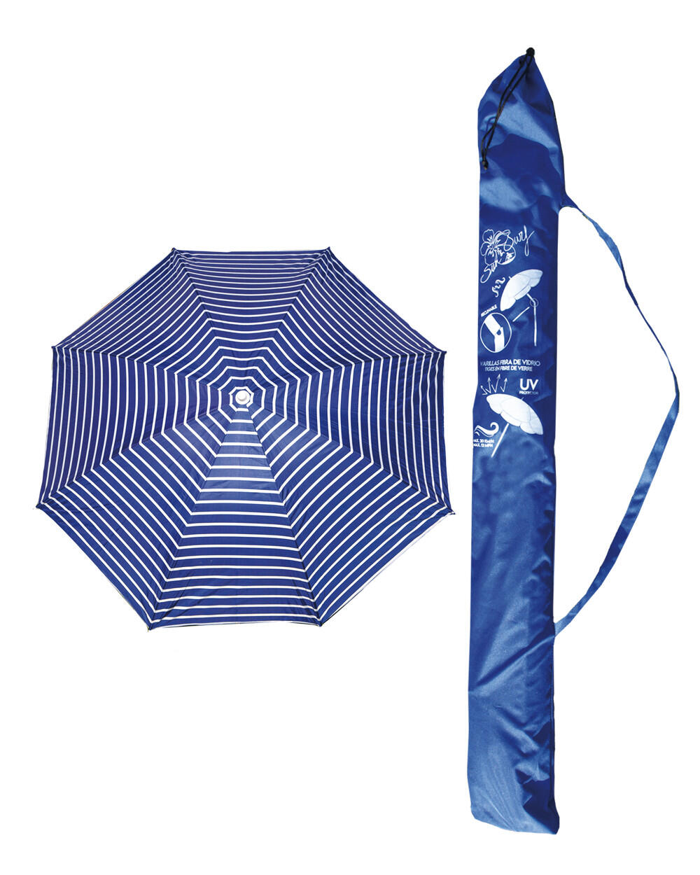 PARASOL DE PLAGE AVEC PROTECTION SOLAIRE UPF50 220CM 2/4