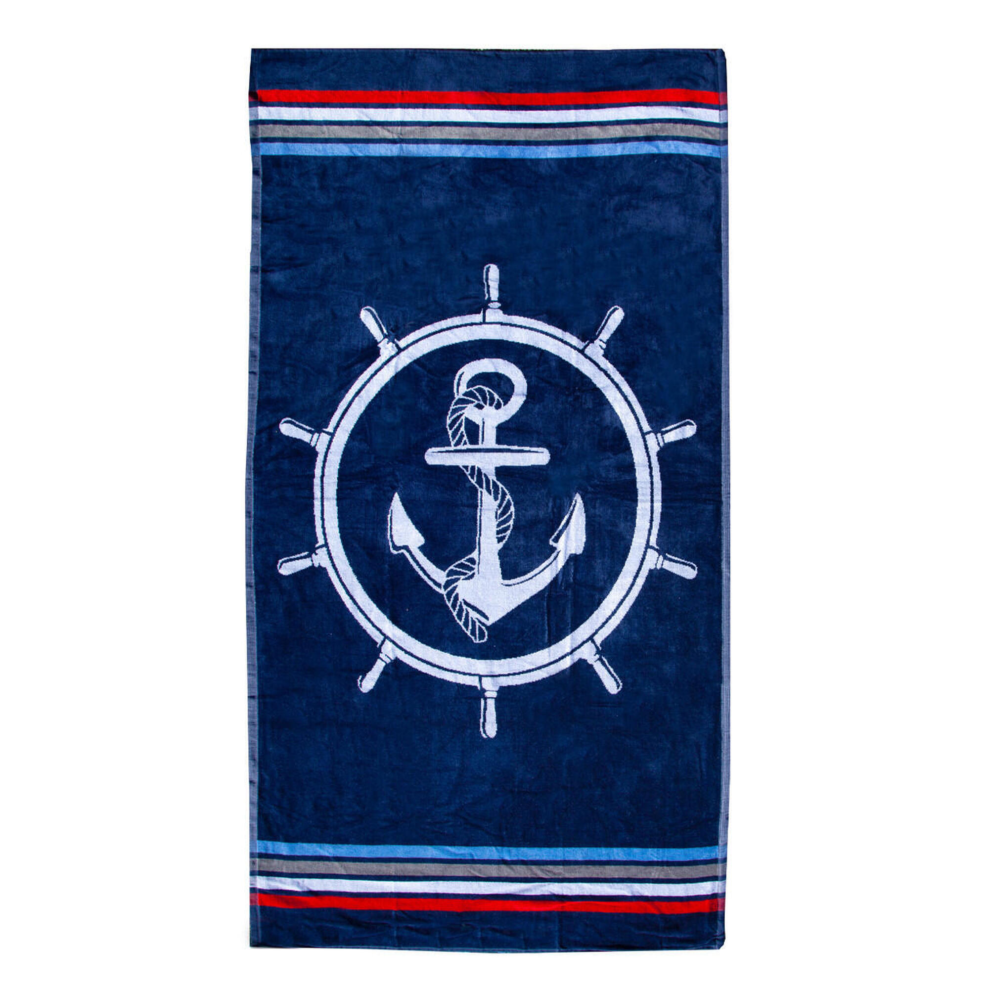 Sun & Surf - Serviette Jacquard Tête D'Ancre - Serviette - Bleu - Taille Unique - Decathlon