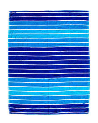 Blauwe multi gestreepte jacquard handdoek - dubbel
