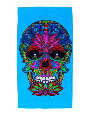 Turquoise schedel gedrukt handdoek